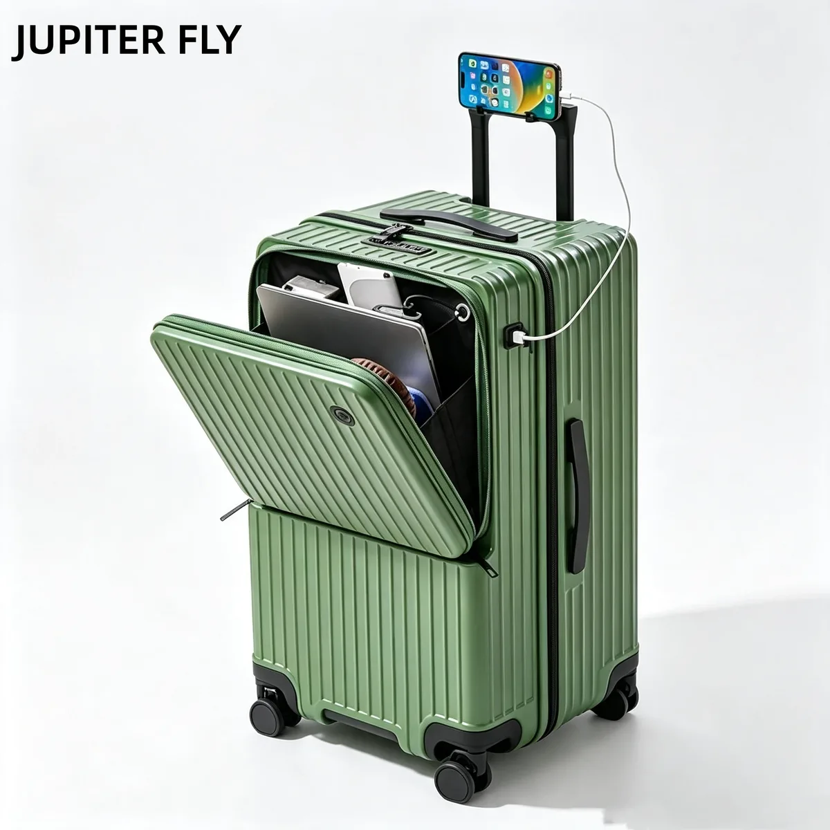 valise à ouverture frontale 20 pouces, bagage cabine, serrure tsa, matériau pc, coque rigide, valise à roulettes, valise de voyage 24/28 pouces, grande capacité