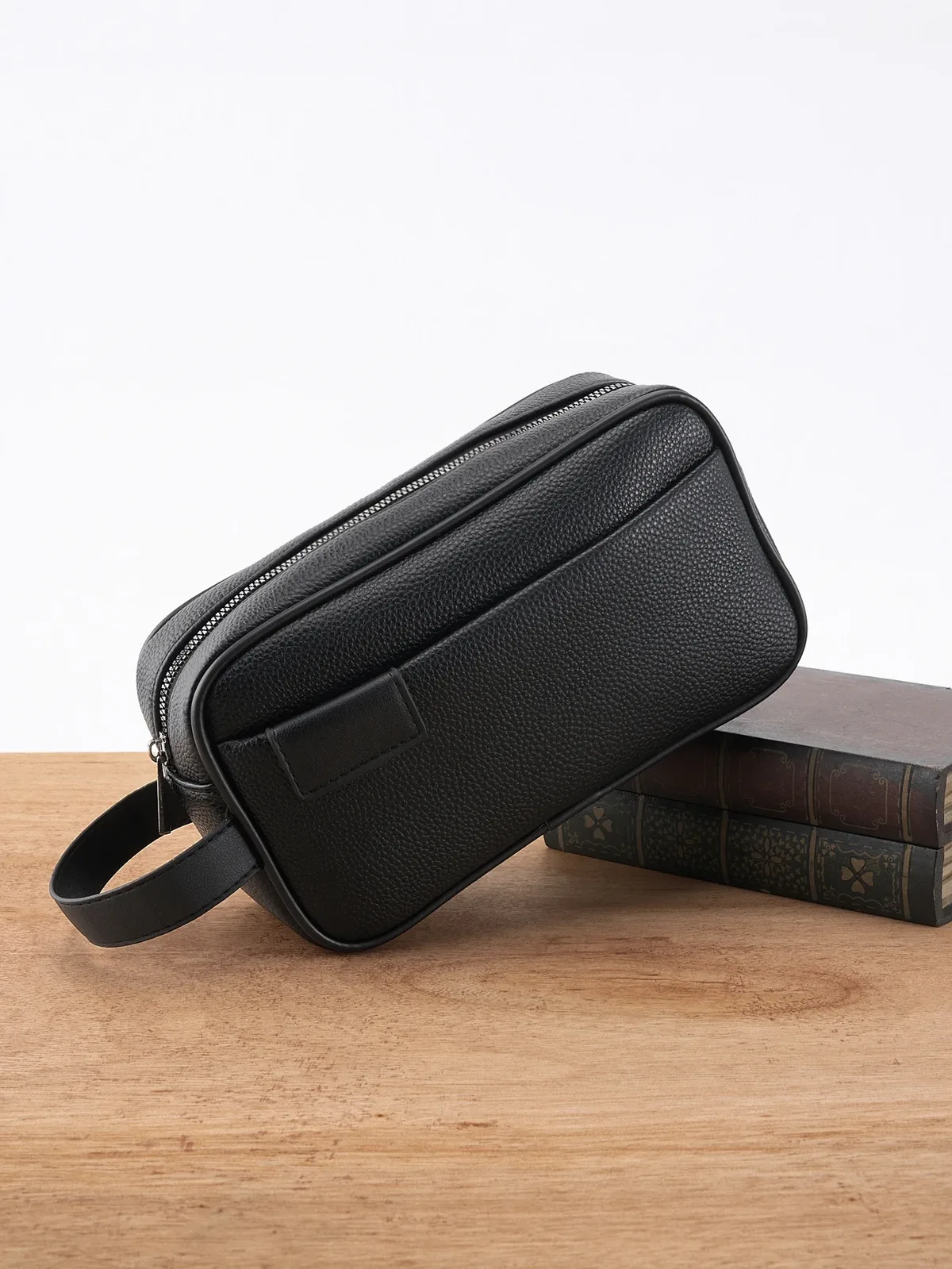 sac de transport à main en cuir pu pour hommes – design texturé léger avec dragonne amovible, organisateur de poche à fermeture éclair pour essentia