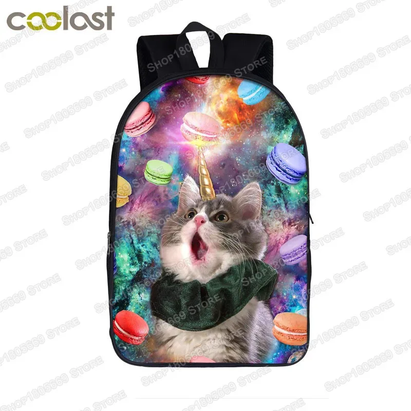 sac à dos licorne chat espace amusant, sac à dos laser chat chat, sac à dos d'école pour enfants et adolescentes, sac à livres pour enfants
