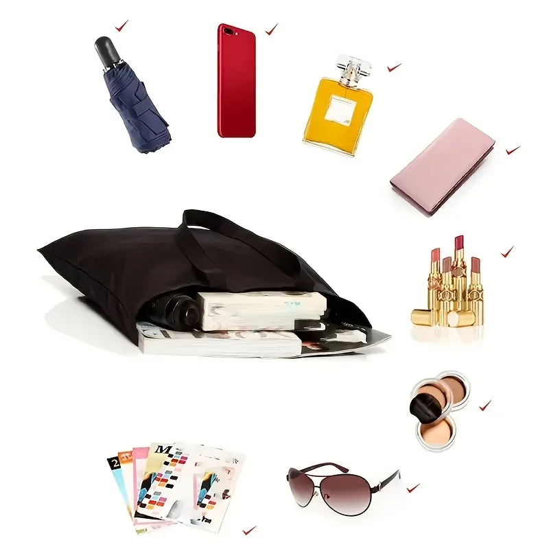 un sac fourre-tout imprimé avec la mention « don'touch my bag », un sac à bandoulière noir décontracté, avec des bretelles fixes, convient pour le shopping.