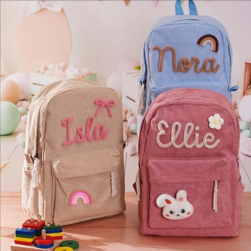 sac à dos personnalisé de grande capacité, cadeau de noël, fait à la main, nom unique, corde multicolore personnalisée, fil, couleur arc-en-ciel, décoration