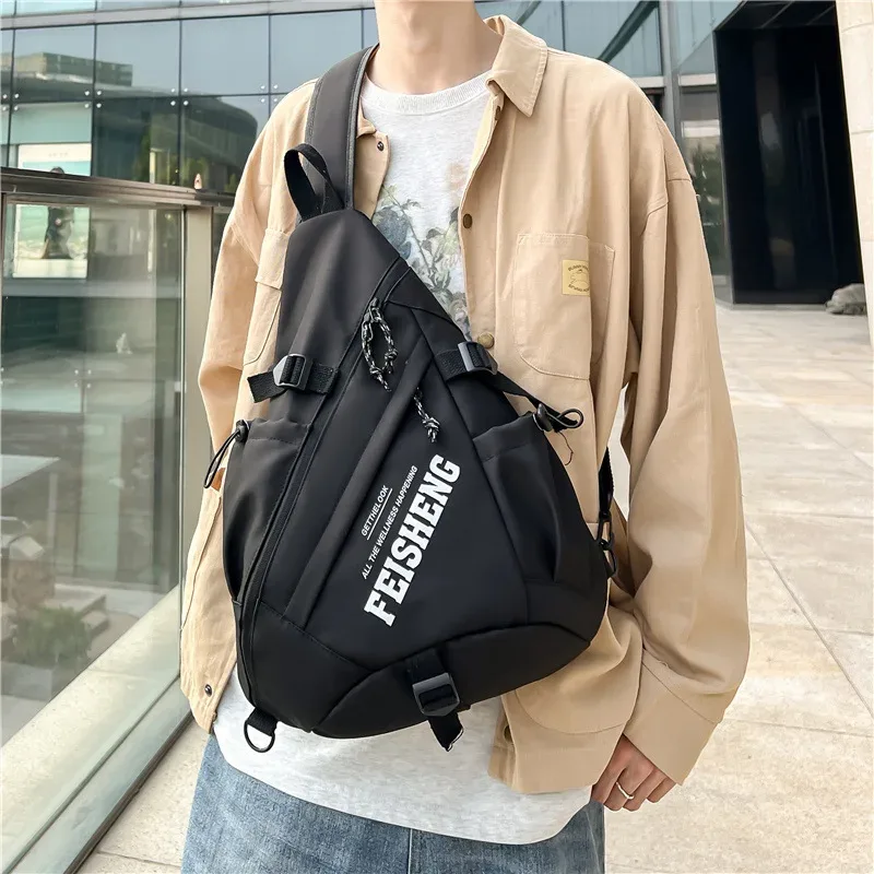 techwear style extérieur moto sport sac à dos à bandoulière unique unisexe hip hop multifonction sac de poitrine sac à bandoulière tactique