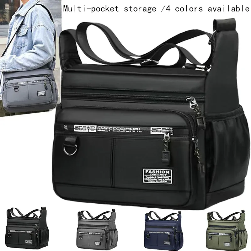 sac d'affaires multi-poches durable, sac à bandoulière pour hommes et femmes, sac à main d'affaires décontracté avec plusieurs compartiments
