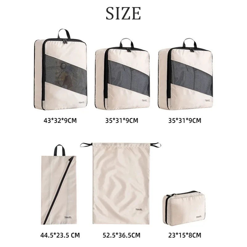 Lot de 6 cubes de compression étanches pour bagages de voyage – Organisateurs de valises, sacs de rangement compressibles