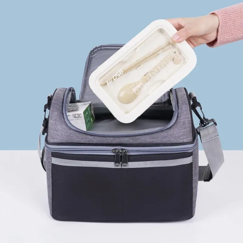 sac de rangement alimentaire portable oxford grande capacité, imperméable, avec fermeture éclair, boîte à lunch thermique pour pique-nique en plein air