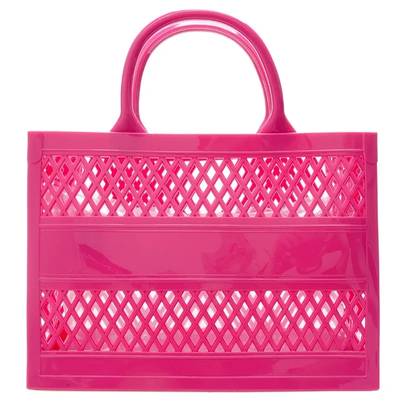 2025 nouveau grand sac de plage en caoutchouc pvc imperméable plage voyage pique-nique panier de rangement femmes shopping sacs à main sac gelée sac fourre-tout ins