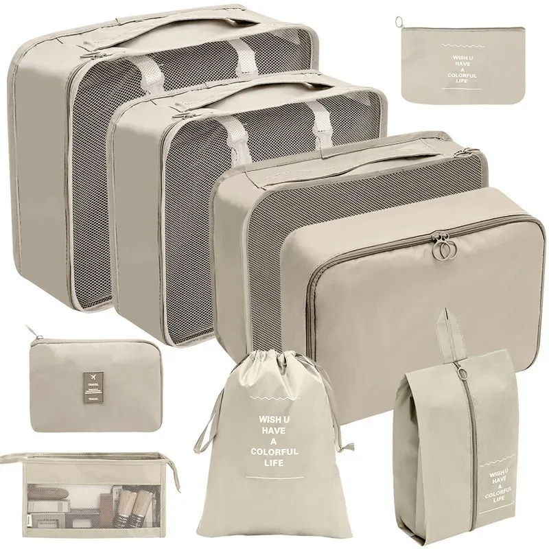 7/8/9 pièces nouvel ensemble organisateur de voyage sacs de rangement grande capacité valise stockage bagages vêtements tri organisateur ensemble pochette à chaussures