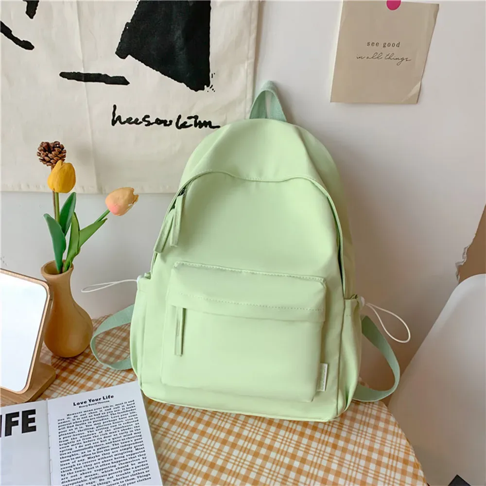 sac à dos polyvalent décontracté minimaliste rose pour étudiants, sac de voyage brodé, grande capacité, n'importe quel nom, style forêt