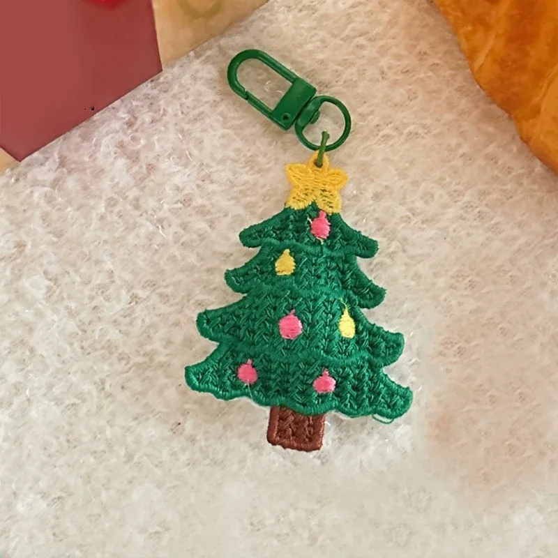 pendentif de noël en tissu, élan, sapin de noël, père noël de dessin animé, porte-clés, breloques pour sac, porte-clés de noël, décoration de sac à dos