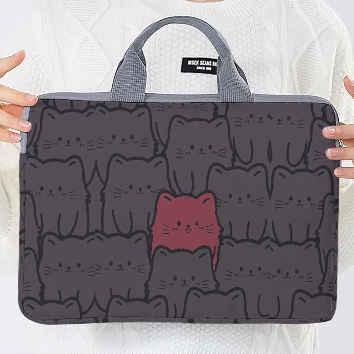 sac à main pour ordinateur portable avec imprimé chat, résistant aux chocs, sac de transport portable avec poignée pour ordinateur portable, voyage, école