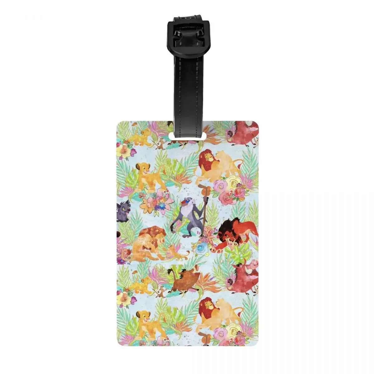 étiquette de bagage personnalisée rafiki avec carte nominative, étiquette d'identification avec couverture de confidentialité the lion cartoon k-kings pour sac de voyage et valise