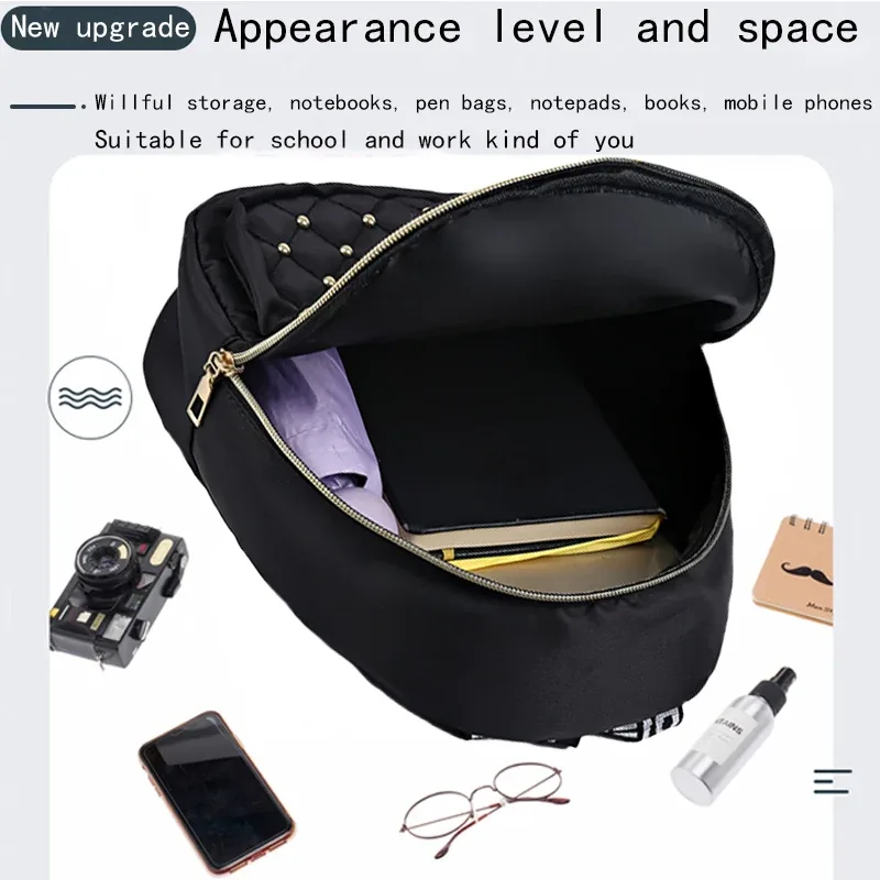 sac à bandoulière double avec rivets brodés en forme de losange pour femmes, nouveau style, sac de voyage tendance, sac décontracté et polyvalent pour femmes.