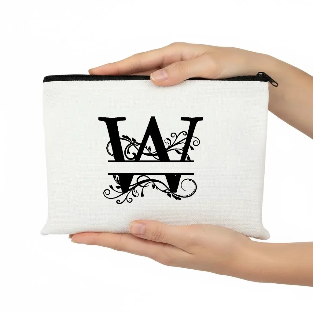 1pc trousse de maquillage personnalisable avec monogramme - pochette de voyage légère, pliable et durable avec fermeture éclair et impression de lettres personnalisées