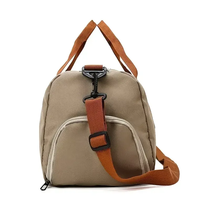 sac voyage polochon oxford khaki beige marron bandoulière poignées compartiments chaussures vêtements humides secs résistant eau transport