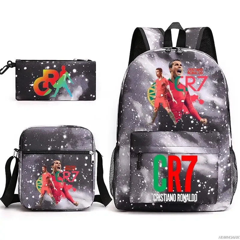 Sac Dos Oxford Université Appliques Cristiano Ronaldo Motifs Galactiques Ligne Bleue Pochette Bandoulière Noire Vert Rouge Voyage Étudiant