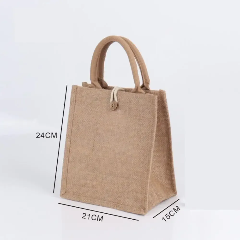 sacs de shopping vintage pour femmes iskybob avec fermoir, sacs fourre-tout en lin, grands sacs de plage d'été portables, sacs fourre-tout écologiques avec grande poignée supérieure, sac cadeau