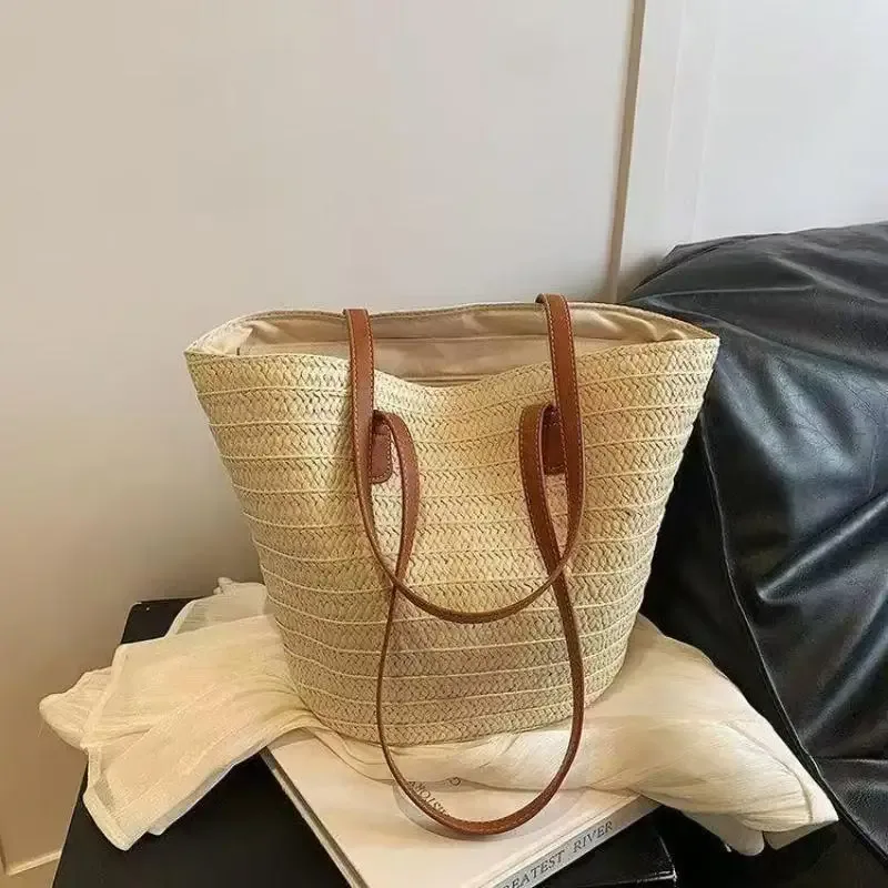 sac à bandoulière en paille inswind pour femmes, grande capacité, pour la plage, les voyages, les vacances, l'usage quotidien, le shopping, les trajets domicile-travail et les courts séjours