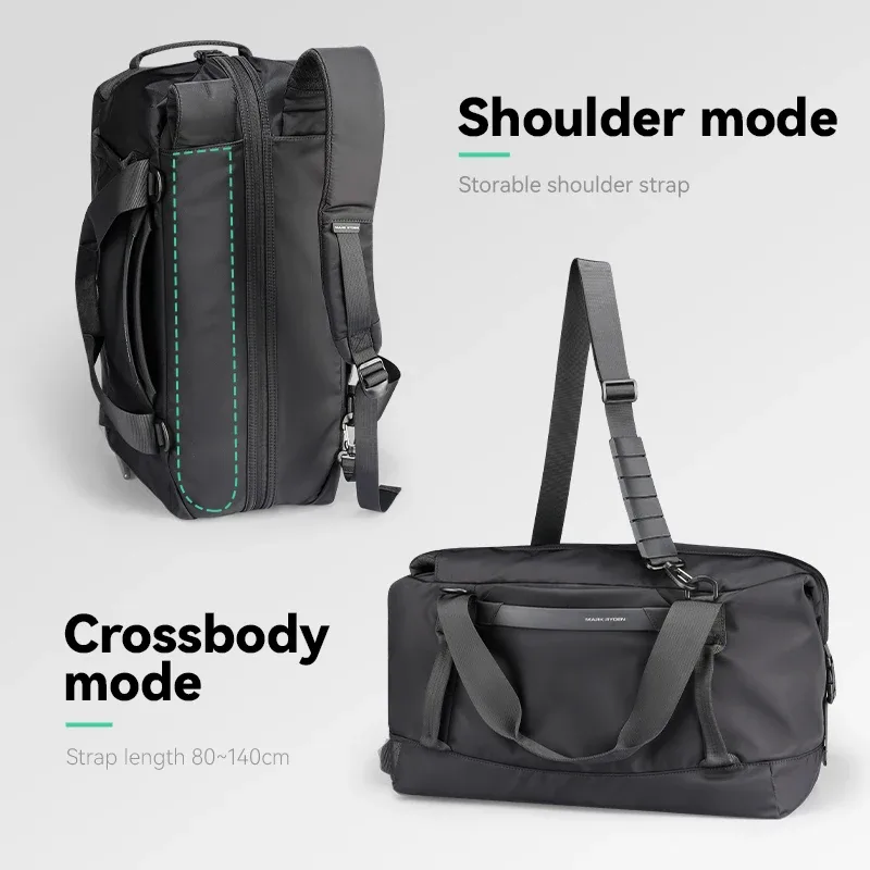 sac de voyage convertible mark ryden 3-en-1 avec poche pour trolley et grande capacité de 30l
