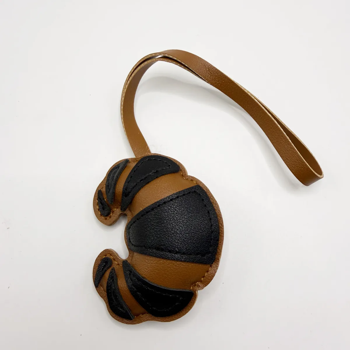 breloque de sac croissant en cuir pu, porte-clés de sac à dos kawaii, accessoire doux fait à la main, mignon couple ami, bijoux cadeau