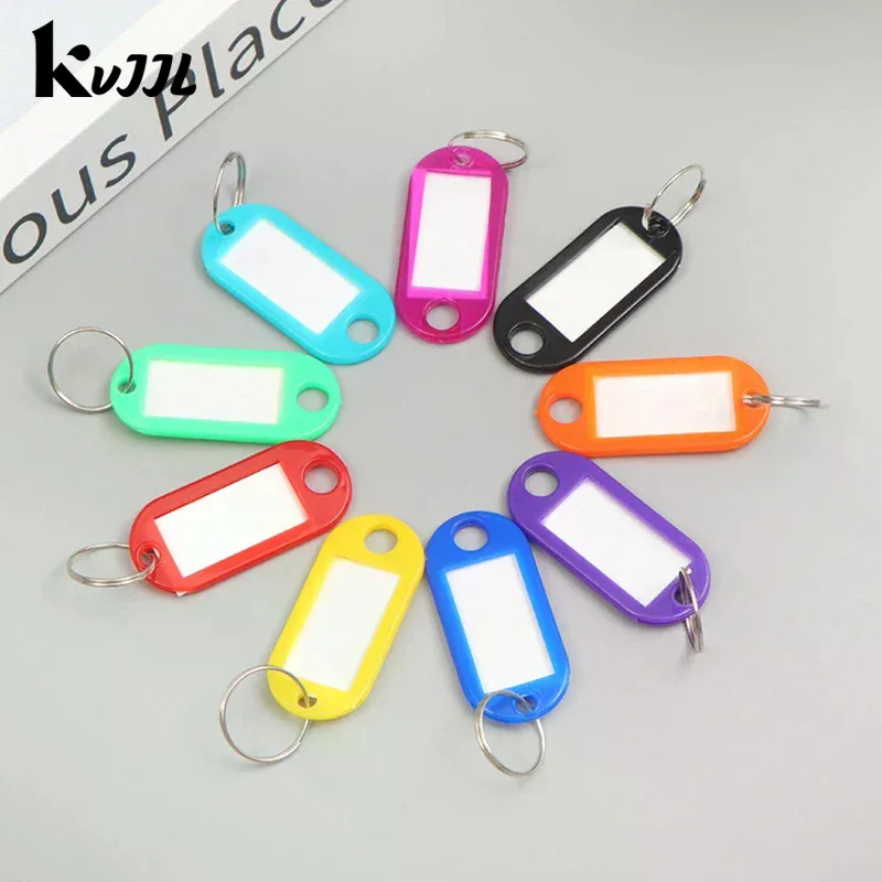porte-clés coloré, étiquette de clé, identification, nom, adresse de salle, marqueur de numéro tel, étiquette de bagage avec anneau fendu, 50 pièces
