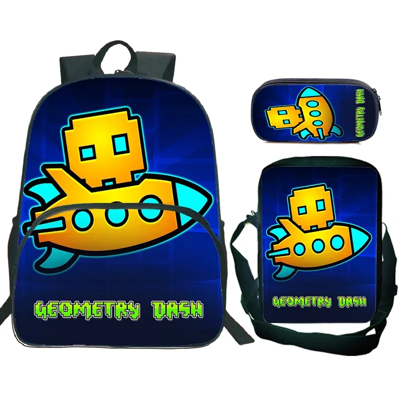 sac dos nylon design dessin animé motif geometry dash couleur multicolore format 20 35 litres usage école voyage