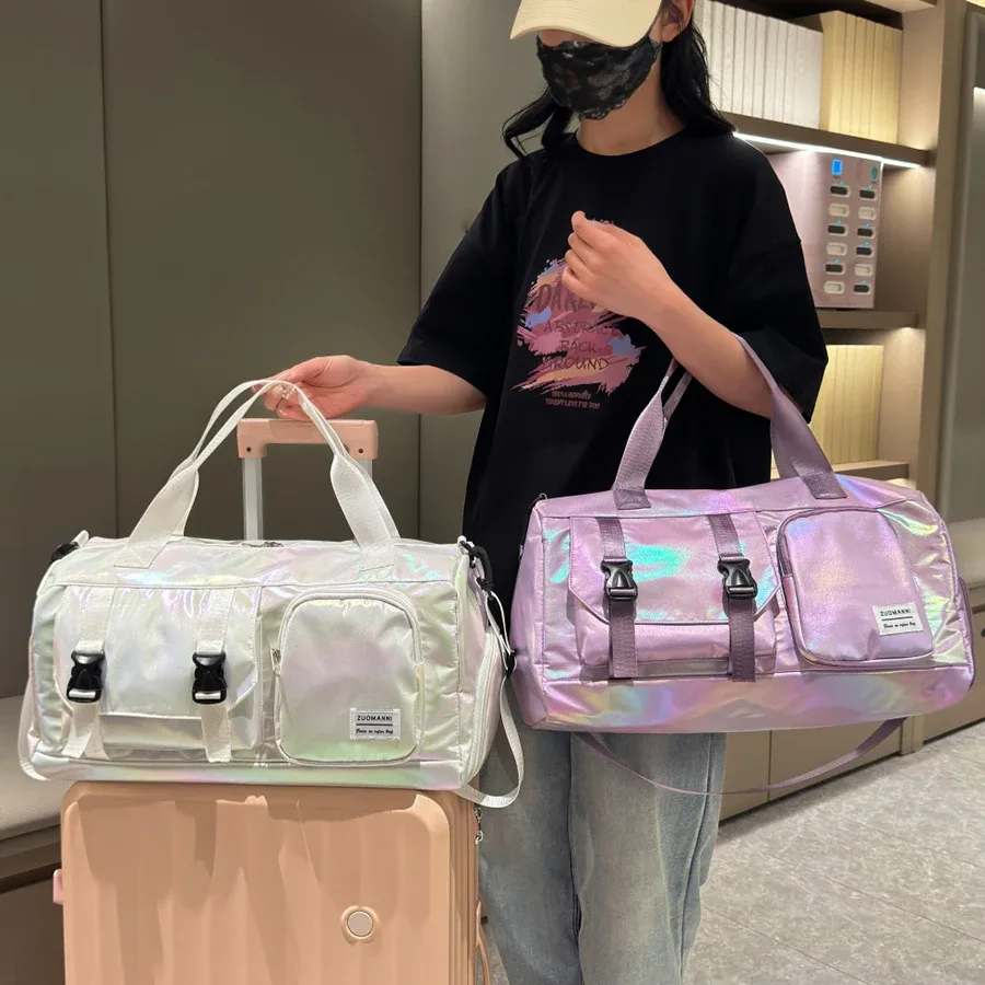 sac polochon de voyage en nylon pour femmes de grande capacité, fourre-tout de gymnastique pour les chevaux avec compartiment à chaussures, sac à main polyvalent pour sports et fitness