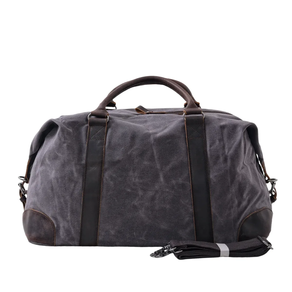 sac de voyage de style rétro européen et américain, fabriqué en toile imperméable cirée et en cuir de vache, grand sac de week-end pour hommes.