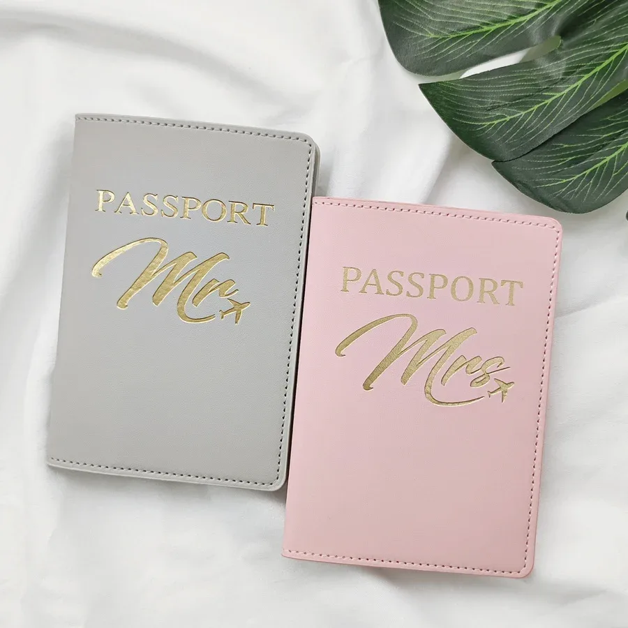 ensemble de 2 porte-passeports en cuir pu pour couples amoureux, porte-cartes, accessoires de voyage, portefeuille léger pour femmes et hommes