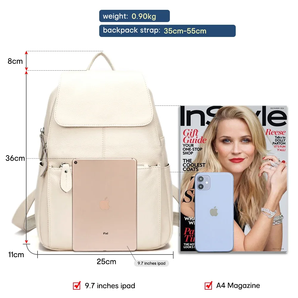 zency – sac à dos en cuir marron pour femmes, sac à dos de voyage de grande capacité de qualité supérieure a ++ pour femmes, pour les navetteuses