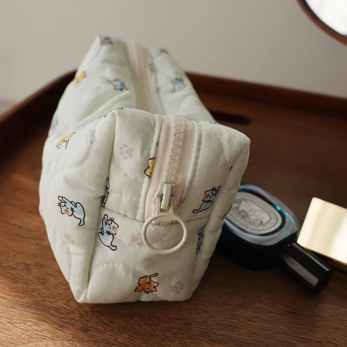 sac de rangement multi-modèles frais imprimé chat mignon, sac à cosmétiques, serviette hygiénique, sac physiologique, petit sac de maquillage portable pour filles