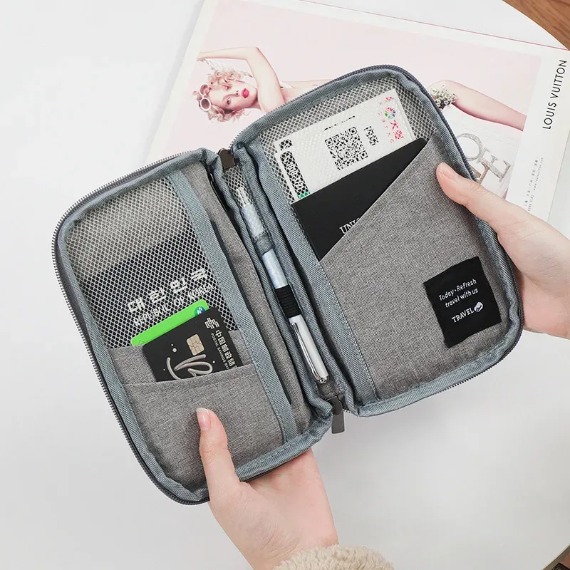 accessoires de voyage portefeuille de voyage en tissu ox porte-billets porte-passeport familial housse de protection pour passeport étui à documents zippé