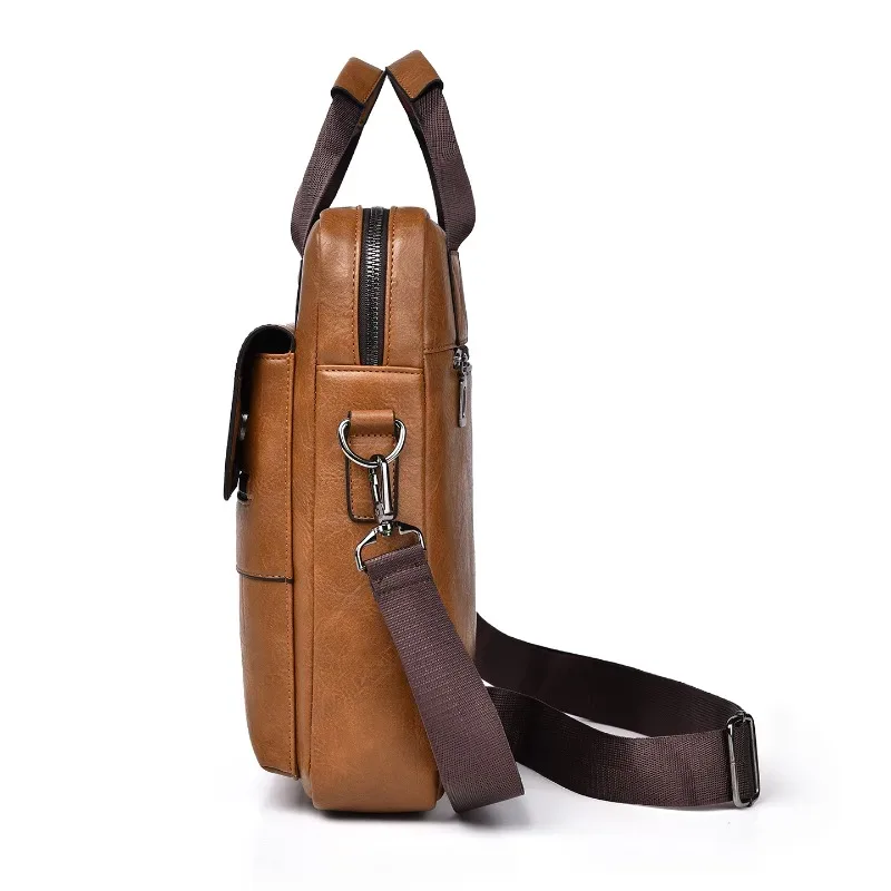 sac à bandoulière imperméable pour homme, en cuir pu, sacoche d'affaires pour ordinateur portable, grande capacité, sac pour ordinateur
