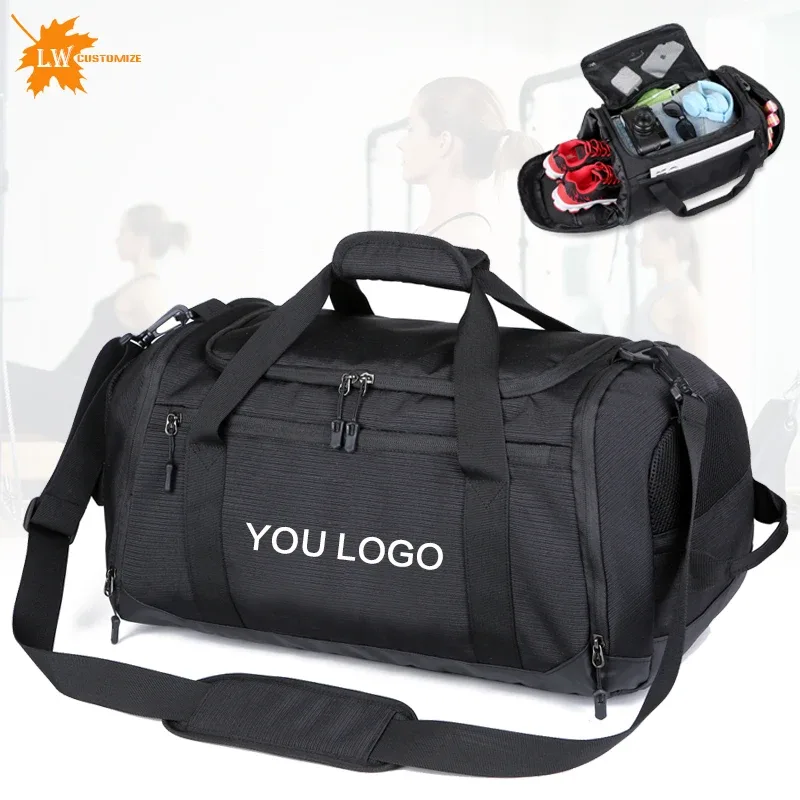 sac de sport avec logo personnalisé pour homme, sac de voyage étanche, sac de fitness, sac de rangement d'entraînement, bagage pour homme, motif de logo imprimé