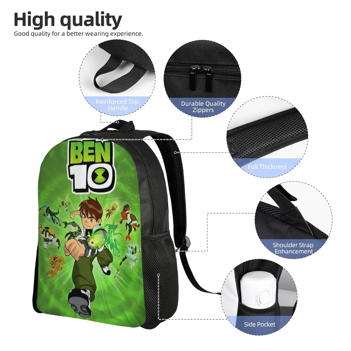 sac à dos grande capacité ben 10, motif dessin animé, pour la rentrée scolaire, sac à dos étudiant ben 10