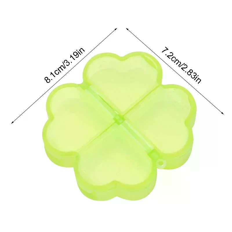boîte de rangement pour pilules en plastique portable avec conception d'ouverture indépendante, trèfle à quatre feuilles, 4 grilles, organiseur de pilules, boîte de séparation de médicaments