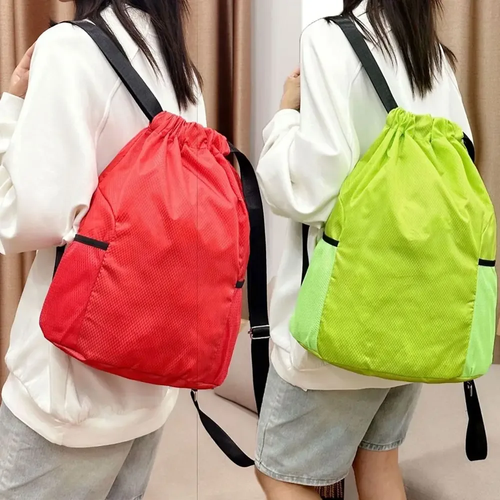 sac à dos léger de haute qualité avec cordon de serrage, imperméable, couleur unie, sac de sport, résistant à l'usure, sac de fitness pour l'extérieur