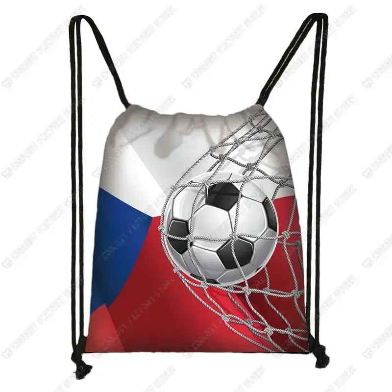 sac dos toile ballon football enflammé licorne colorée feuille orange fond bleu violet gris garçons voyage