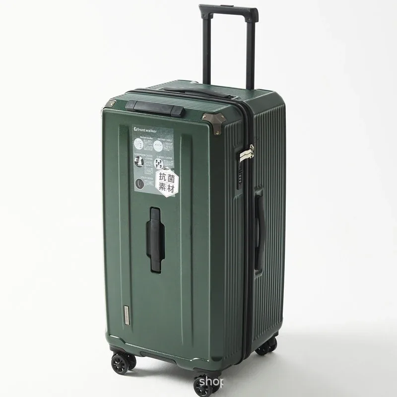 valise à roulettes grande capacité avec amortisseur à ressort, frein et roues pivotantes, poignée de transport pour étudiants