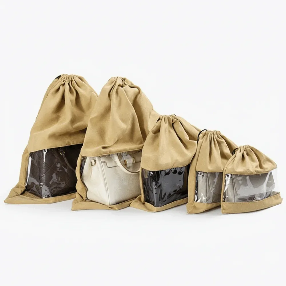sac à cosmétiques en tissu avec cordon de serrage, sac de rangement anti-poussière