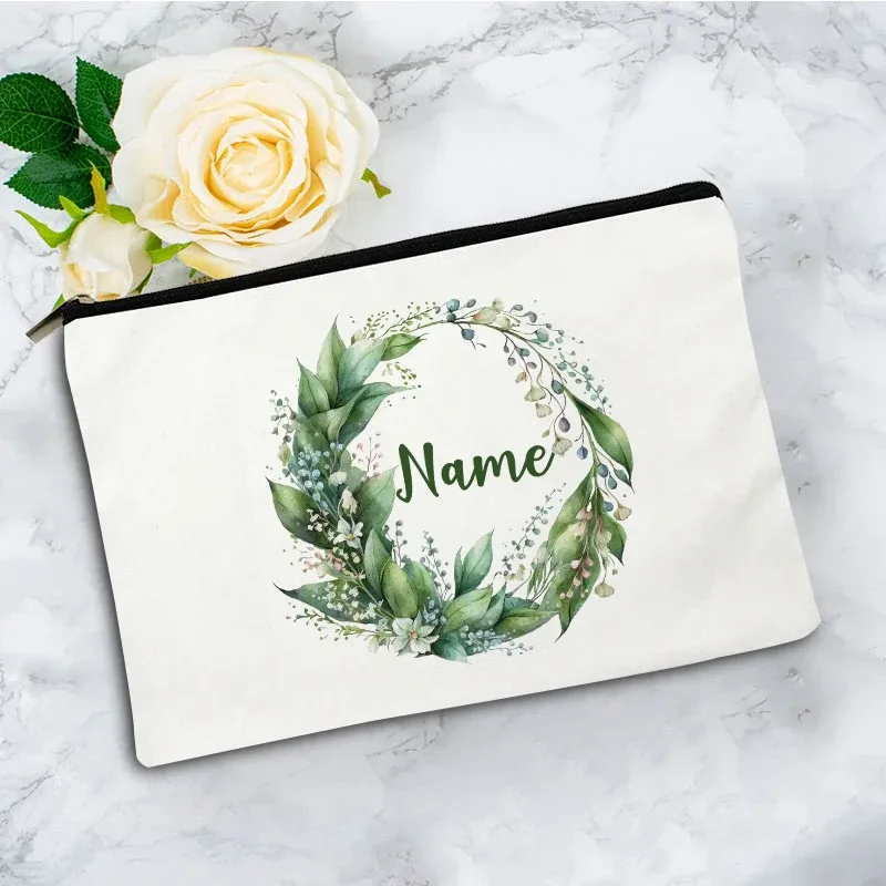 pochette zippée à motif floral pour femme, sac de voyage, organisateur en toile, trousse de maquillage, cadeau pour enseignant avec nom personnalisé lady f