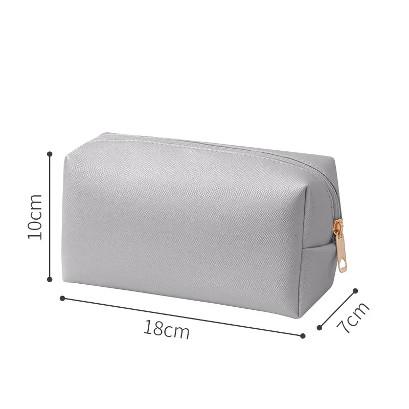 sacs à cosmétiques de couleur unie pour femmes, sac de rangement de maquillage portable de voyage, pochette de toilette à fermeture éclair