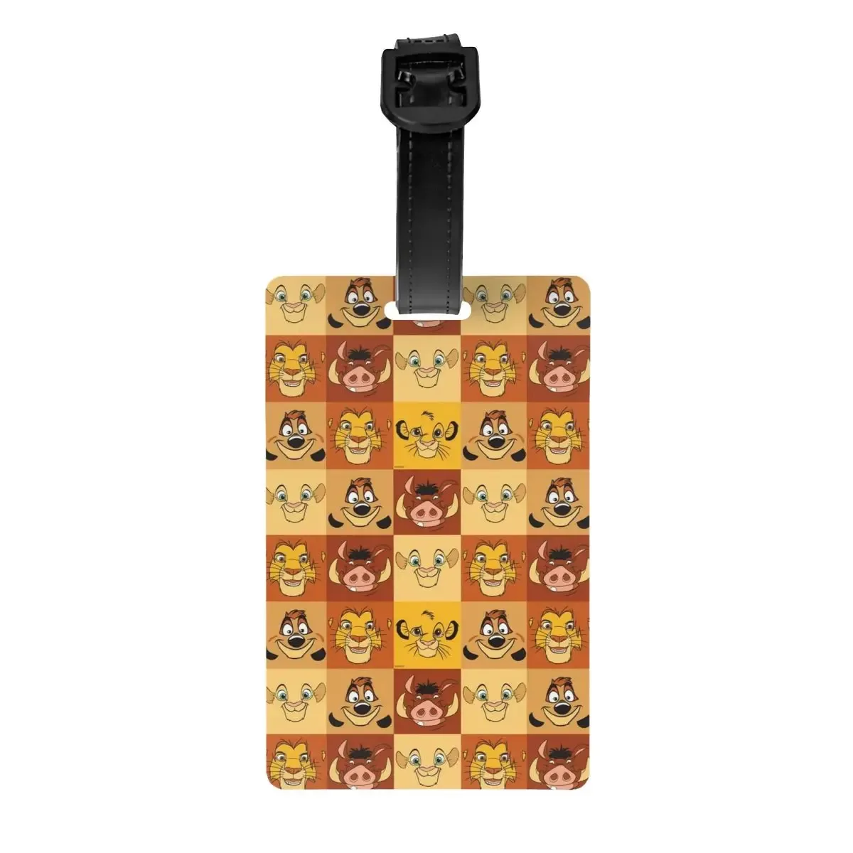 étiquette de bagage personnalisée rafiki avec carte nominative, étiquette d'identification avec couverture de confidentialité the lion cartoon k-kings pour sac de voyage et valise