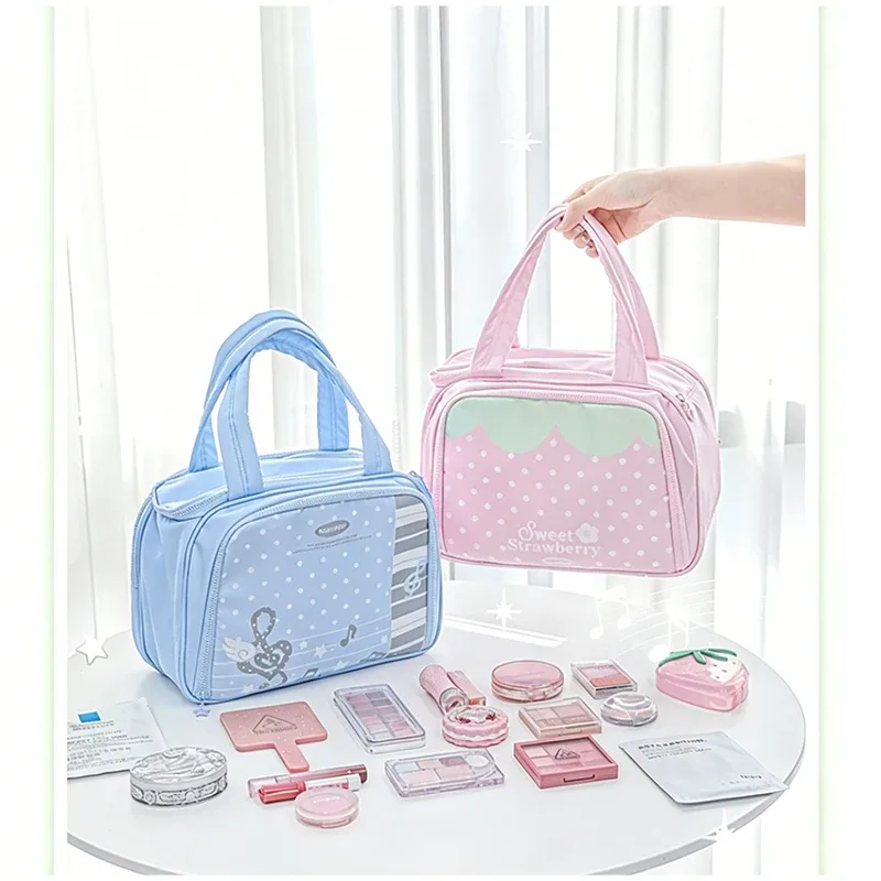 sac de maquillage coloré multifonctionnel de grande capacité, plusieurs compartiments pour le rangement, nouveau sac à bandoulière d'été doux et mignon pour femmes