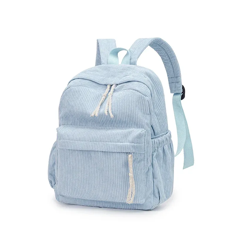 sac dos velours cotelé rayures verticales bandoulière arquée poche limon grande capacité voyage décontracté unisexe polyester doublure