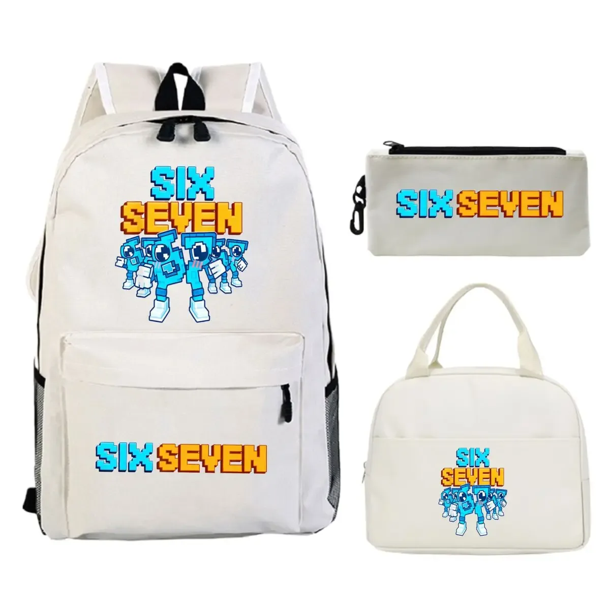 sac dos polyester dessin animé bleu blanc noire bandoulière arquée compartiment intérieur trousse sac lunch usage école voyage