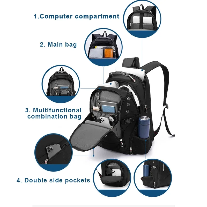 sac à dos étanche 2026 pour ordinateur portable 17/20 pouces, idéal pour les voyages en avion, le quotidien, pour hommes et femmes, sac à dos oxford, sac d'école masculin, mochila