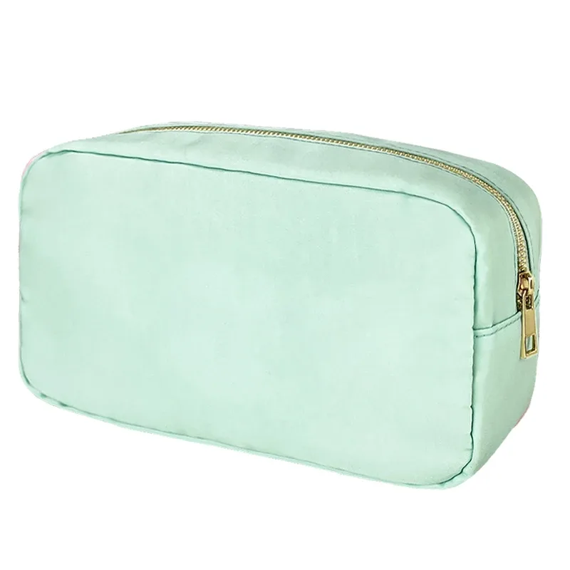 pochette de maquillage personnalisée en nylon rose, imperméable, pour femmes et filles, sac de voyage pour maquillage, organisateur de couleur bonbon, grande capacité