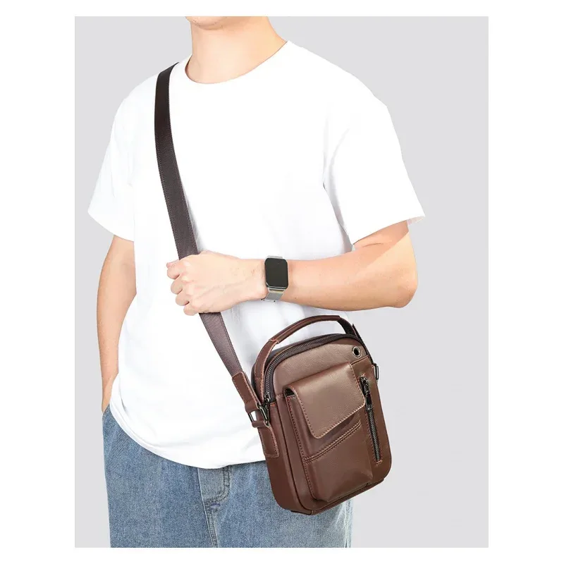 nouveau sac à bandoulière en cuir de vache pour hommes décontracté grande capacité sac à bandoulière pour hommes