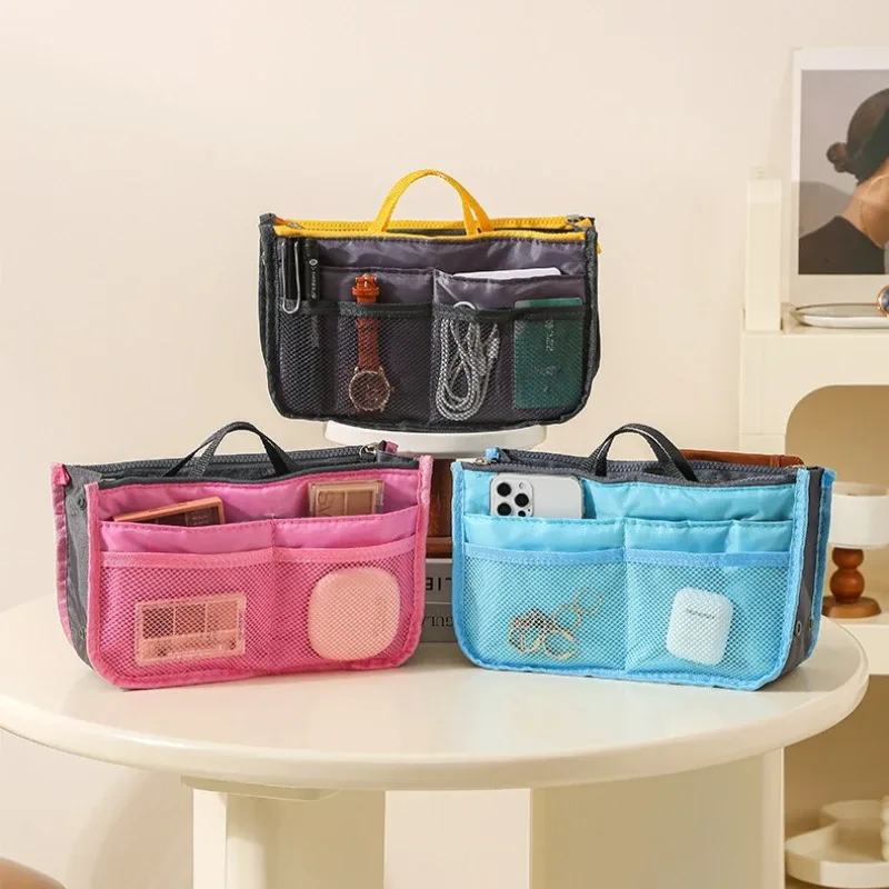 trousse de maquillage et de toilette de voyage de grande capacité, organisateur de cosmétiques à double fermeture éclair, pochette de rangement portable en sac