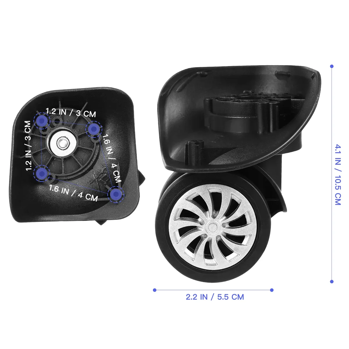 roue plastique noire remplacement universelle pivotante trolley accessoire réparation bagage travail multiples installation facile conception silencieuse rotative flexible grande capacité charge stabilité